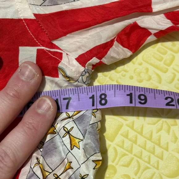 Vintage Silx Women's Red and Black Patterned Blouse - Picture 7 of 12